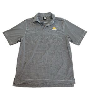 Footjoy Golf Polo Shirt Mens Medium Black‎ White Grandover Club Logo Casual Prep